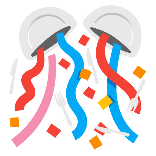 confetti ball knife fork plate