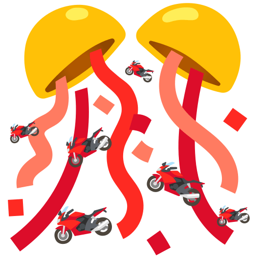 confetti ball racing motorcycle