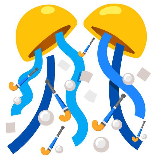 confetti ball field hockey stick and ball