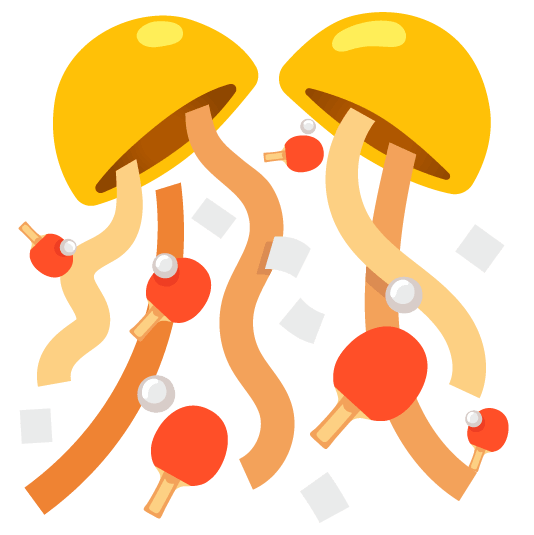 confetti ball table tennis paddle and ball