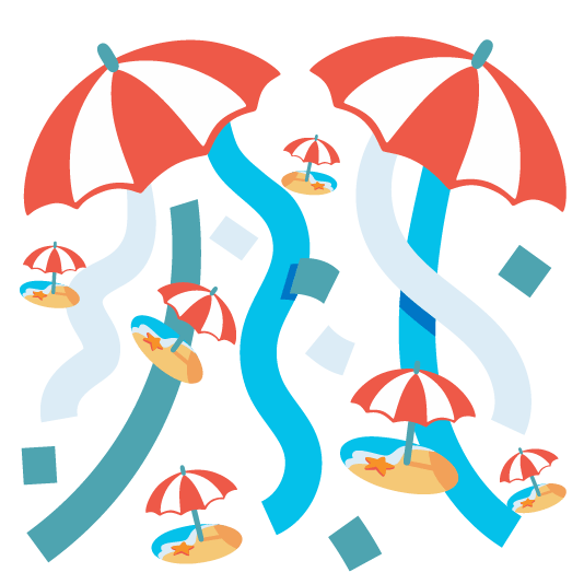 confetti ball beach with umbrella