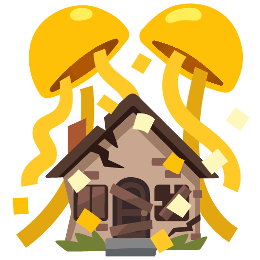 confetti ball derelict house building