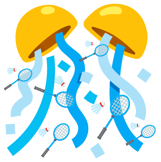 confetti ball badminton racquet and shuttlecock