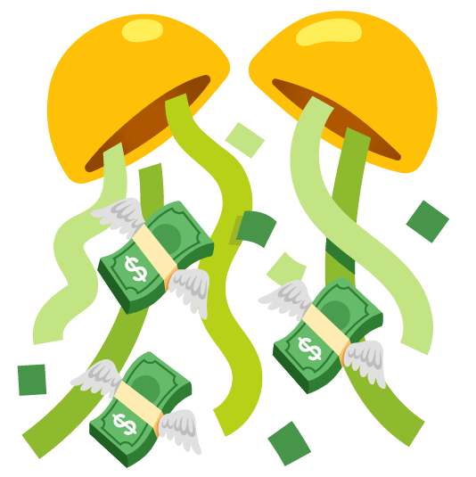 confetti ball money with wings