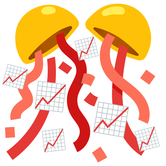 confetti ball chart with upwards trend