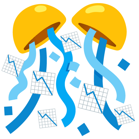 confetti ball chart with downwards trend