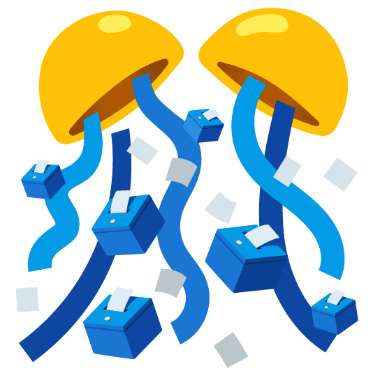 confetti ball ballot box with ballot