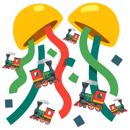 confetti ball steam locomotive