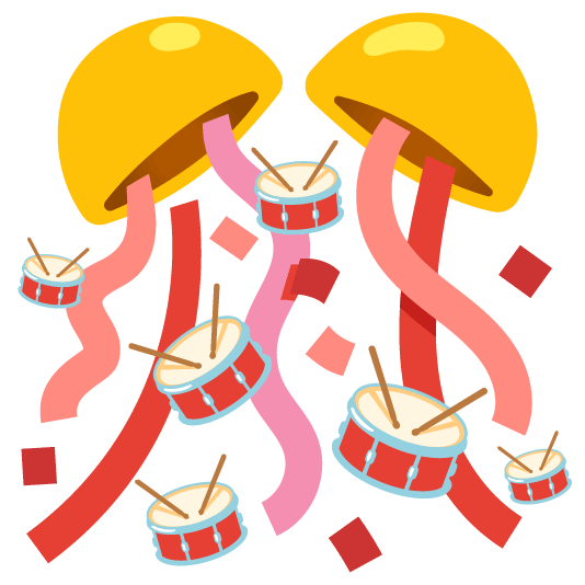 confetti ball drum with drumsticks