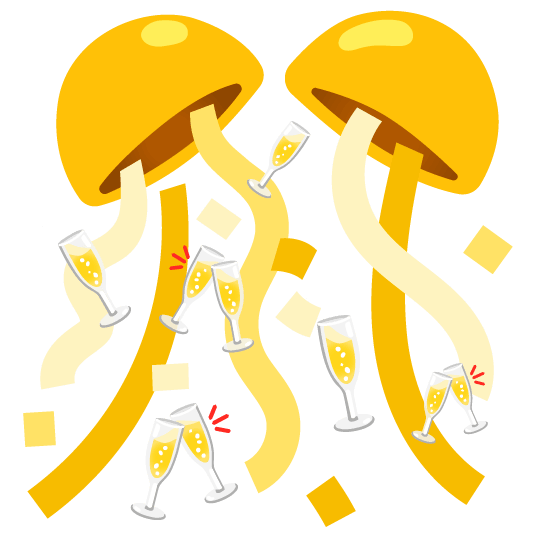 confetti ball clinking glasses