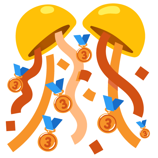 confetti ball third place medal