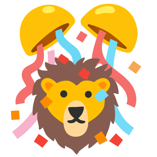 confetti ball lion face