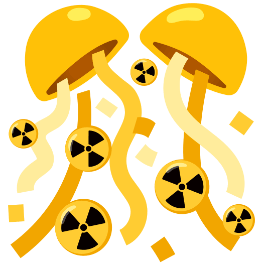 confetti ball radioactive sign