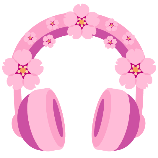 headphones cherry blossom