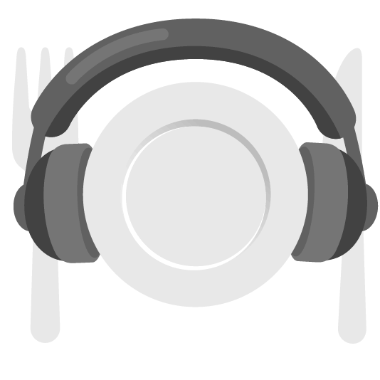 headphones knife fork plate