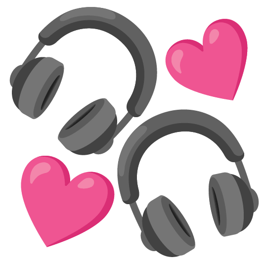 headphones revolving hearts