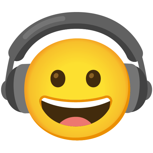 headphones grinning