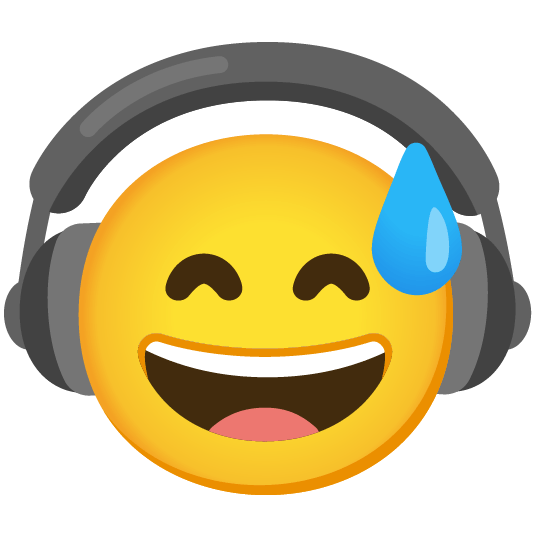 headphones sweat smile