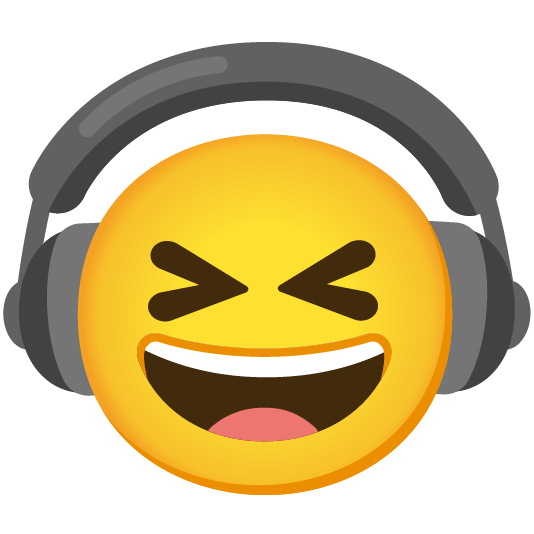 headphones laughing