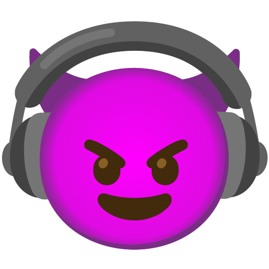 headphones smiling imp