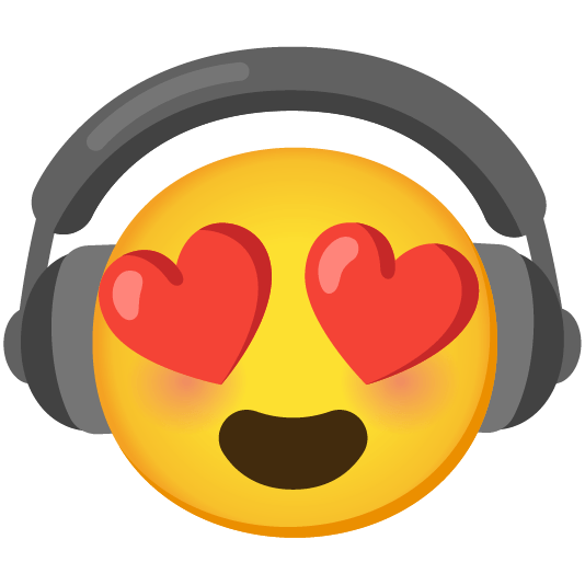 headphones heart eyes