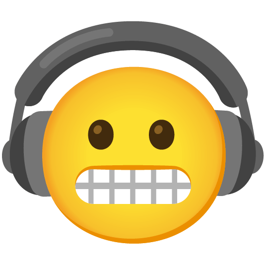 headphones grimacing