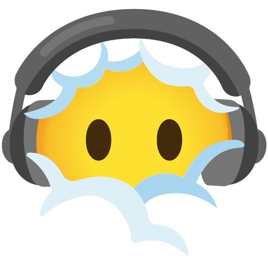headphones face in clouds