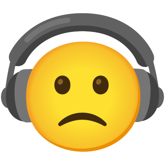 headphones slightly frowning face