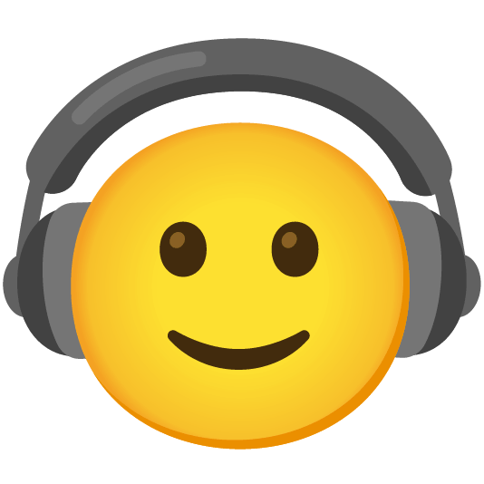 headphones slightly smiling face