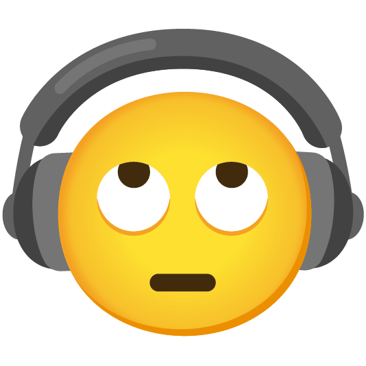headphones face with rolling eyes