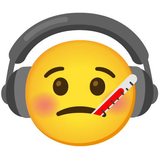 headphones face with thermometer