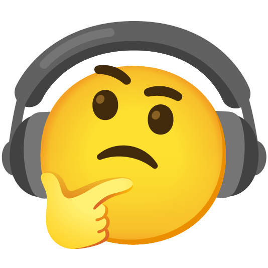 headphones thinking face