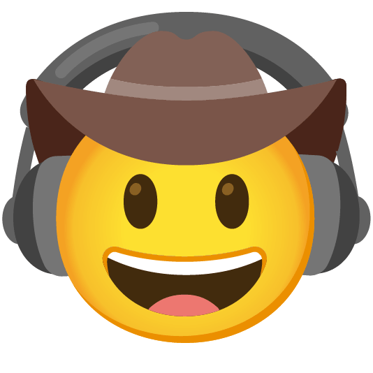 headphones face with cowboy hat