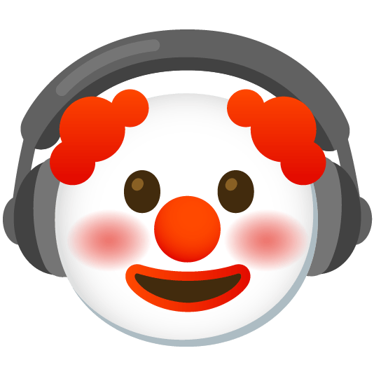 headphones clown face