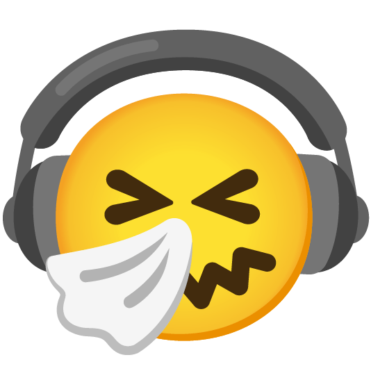 headphones sneezing face