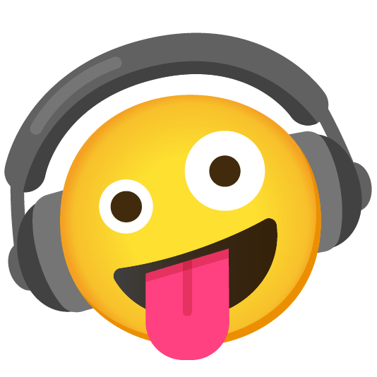 headphones zany face