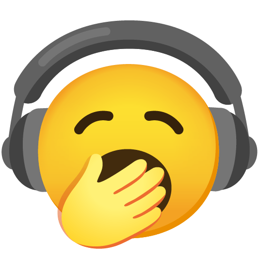headphones yawning face