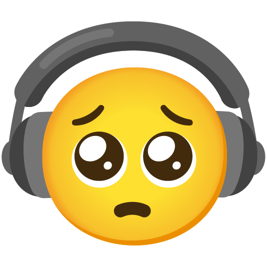 headphones pleading face