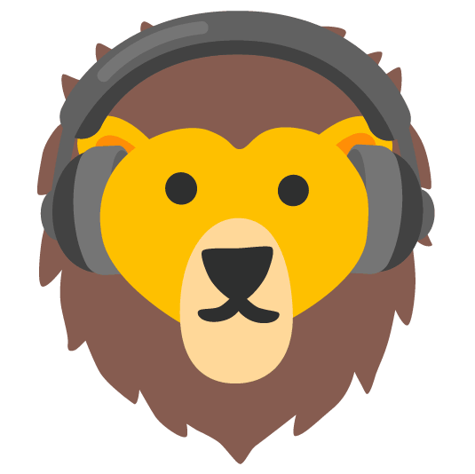 headphones lion face