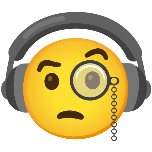 headphones face with monocle