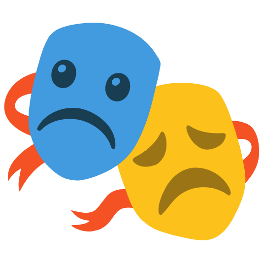 performing arts white frowning face