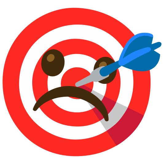 dart white frowning face