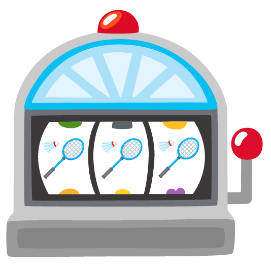 slot machine badminton racquet and shuttlecock