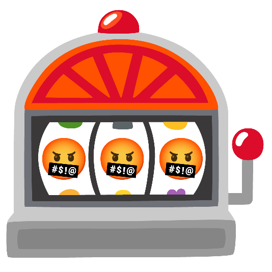 slot machine face with symbols on mouth