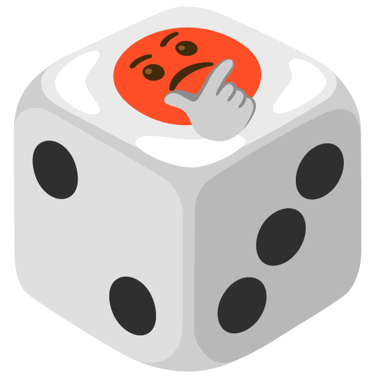 game die thinking face
