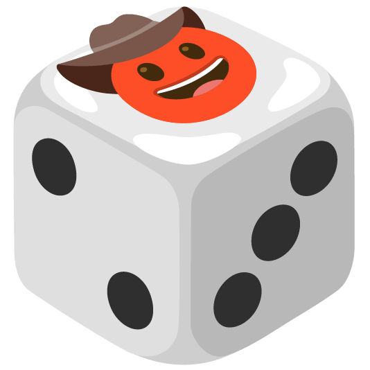 game die face with cowboy hat