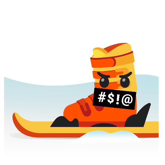 ski face with symbols on mouth