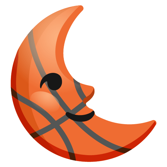 basketball last quarter moon with face
