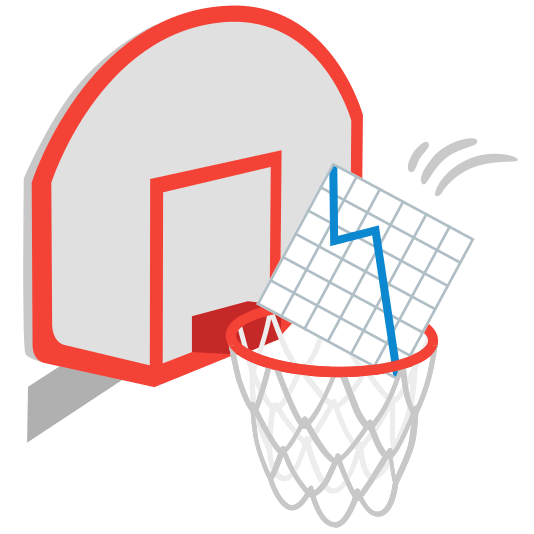 basketball chart with downwards trend