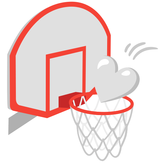 basketball white heart